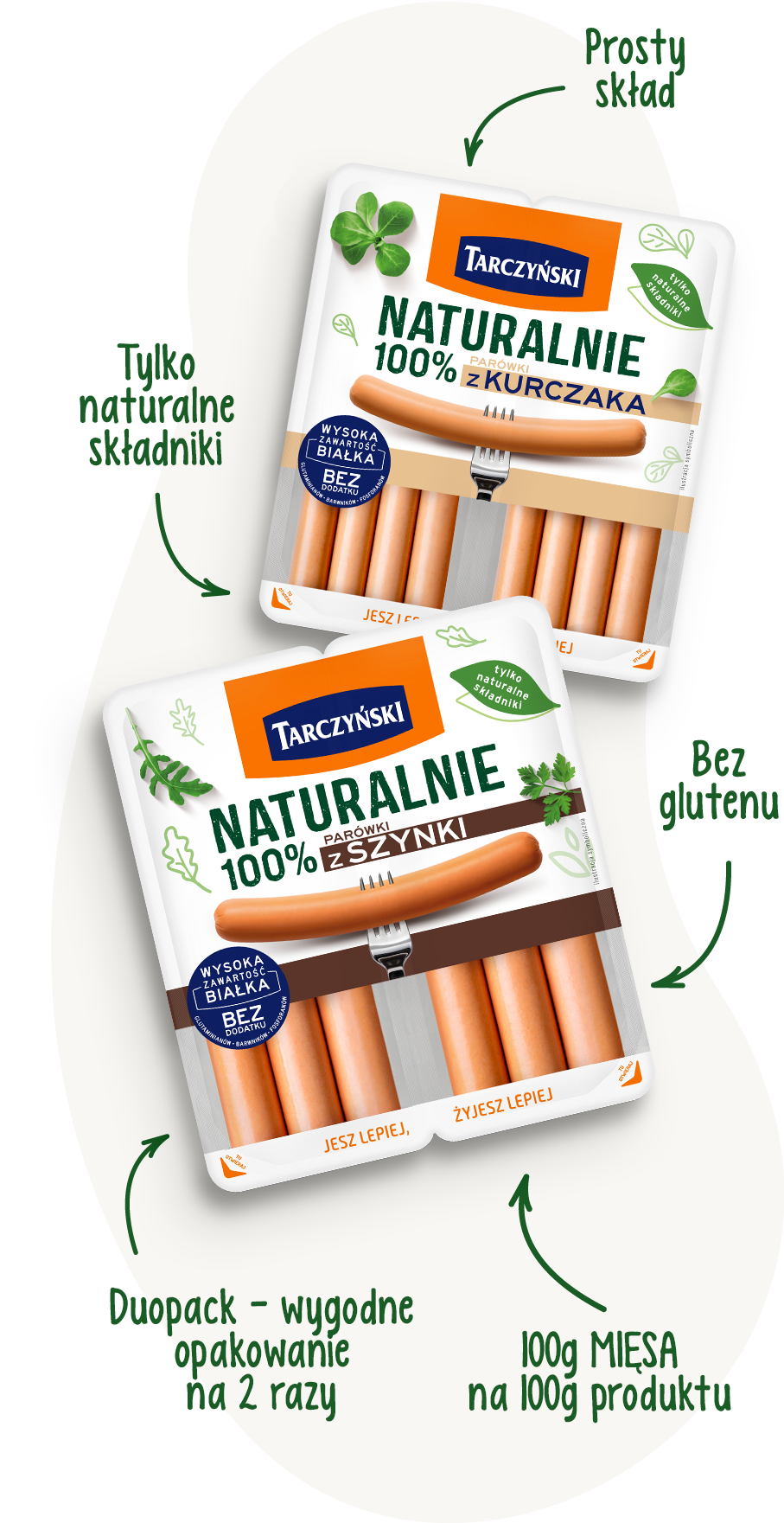 100g MIĘSA na 100g produktu, Tylko naturalne składniki, Wysoka zawartość mięsa, Duopack - wygodne opakowanie na 2 razy,