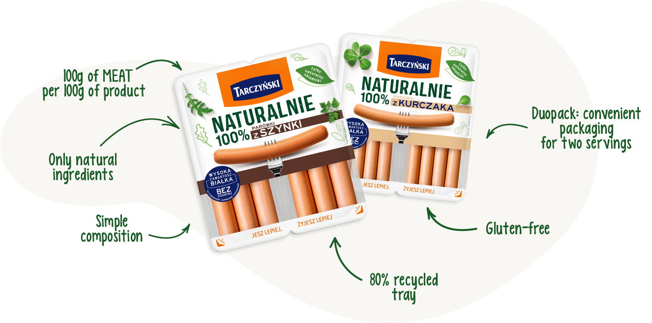 100g MIĘSA na 100g produktu, Tylko naturalne składniki, Wysoka zawartość mięsa, Duopack - wygodne opakowanie na 2 razy,