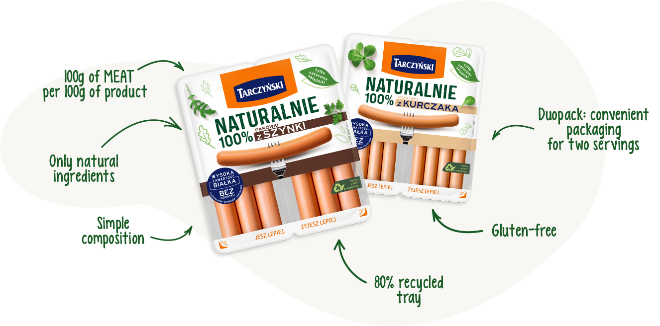 100g MIĘSA na 100g produktu, Tylko naturalne składniki, Wysoka zawartość mięsa, Duopack - wygodne opakowanie na 2 razy,