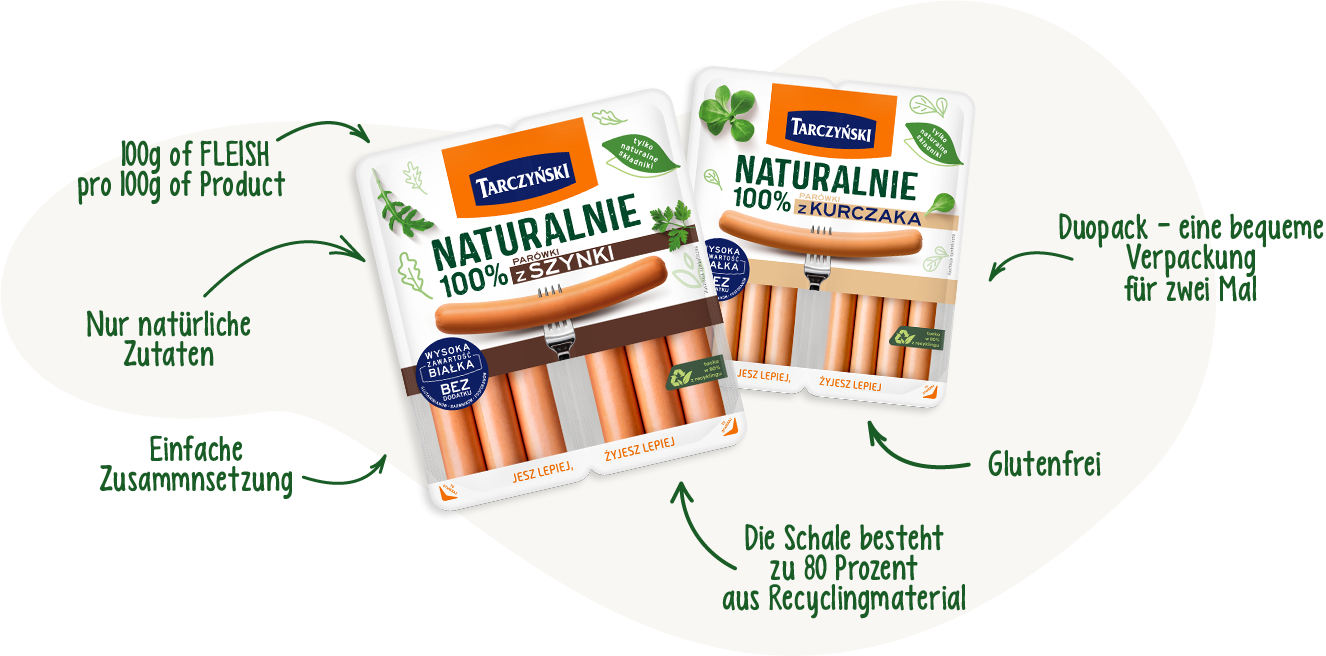 100g MIĘSA na 100g produktu, Tylko naturalne składniki, Wysoka zawartość mięsa, Duopack - wygodne opakowanie na 2 razy,